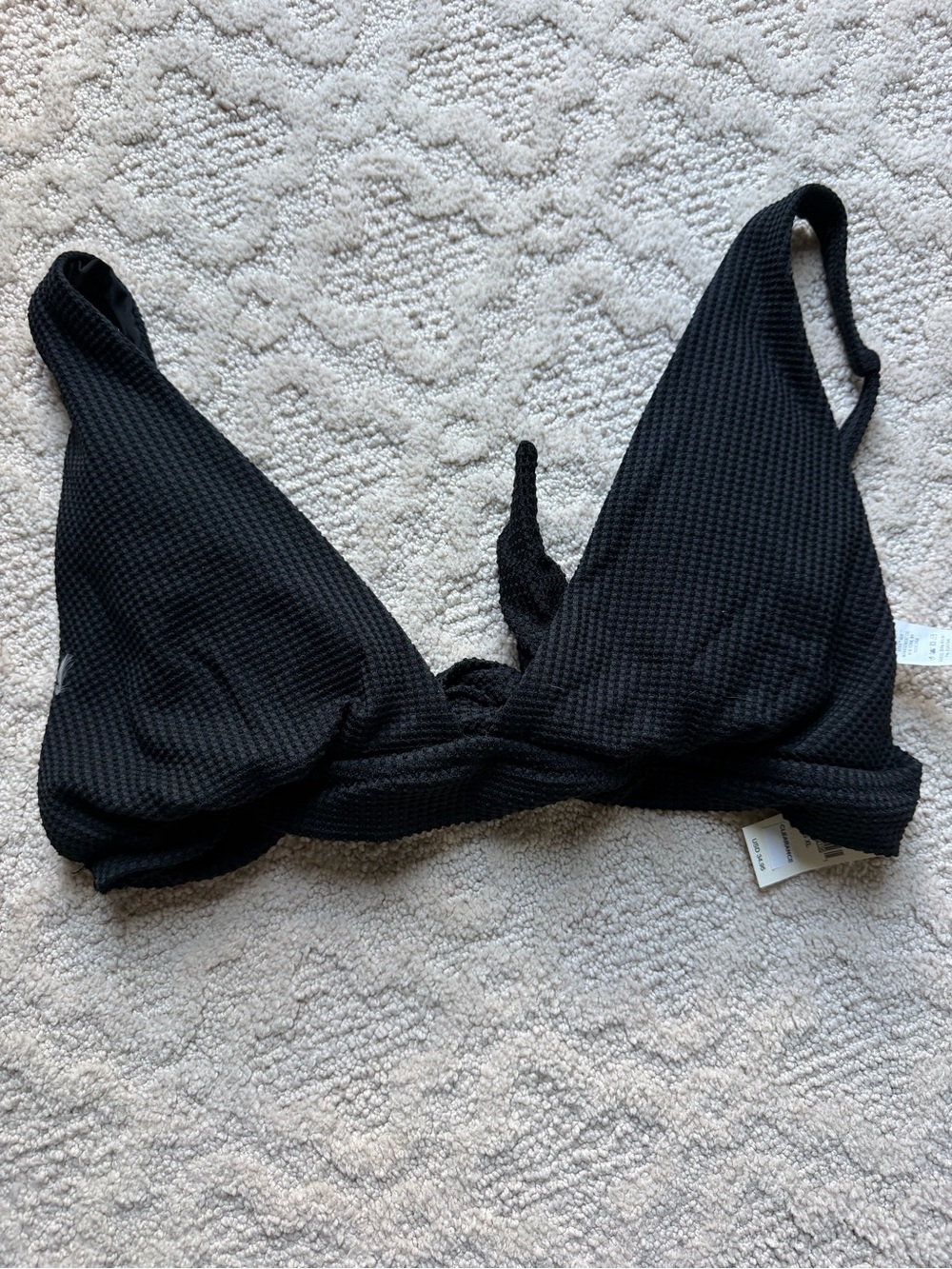 aerie Black Textured Triangle Bikini Top